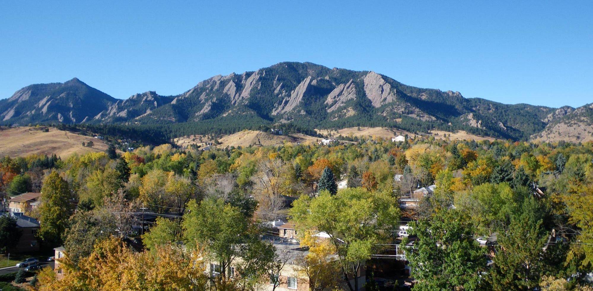The Flatirons above Boulder in autumn